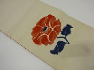 アンティーク　椿模様織り出し袋帯（材料）